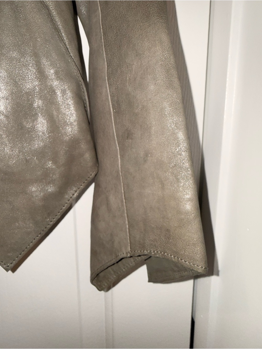 Beautiful Helmut Lang Olive Taupe Asymmetrical Draped Leather Jacket - Picture 5 of 13